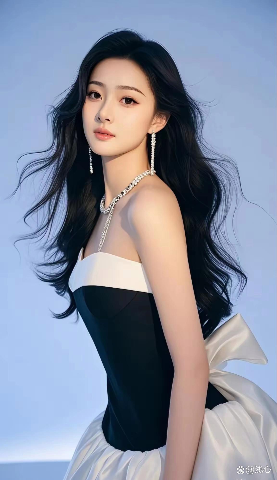 优雅黑裙迷人侧颜尽显女性魅力浅心的动态_美女壁纸电脑桌面氛围感