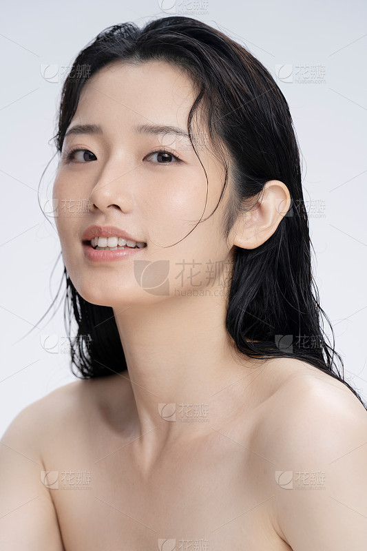 儿童影棚拍摄无上装水平画幅白色背景人肖像白人泰国男性_美女头像