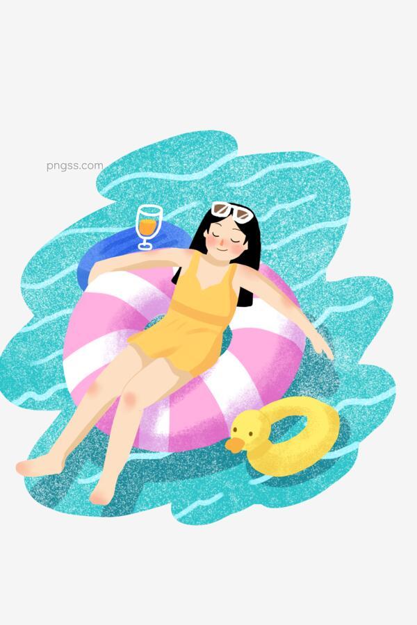 花瓣素材手绘卡通儿童兴趣班贴纸游泳_美女照片app
