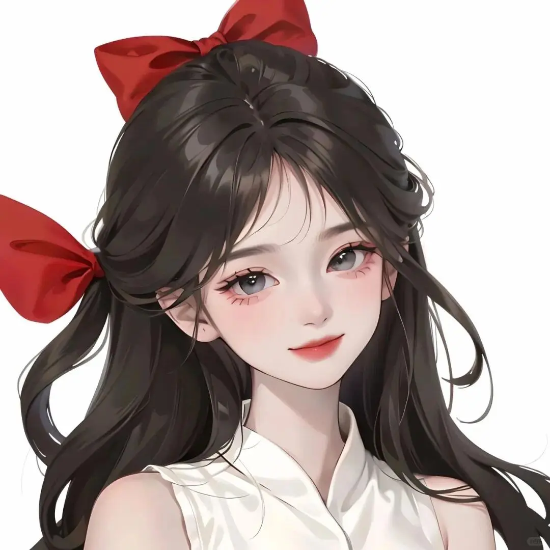 卡通风人物插画素材贴纸女孩_美女头像真人