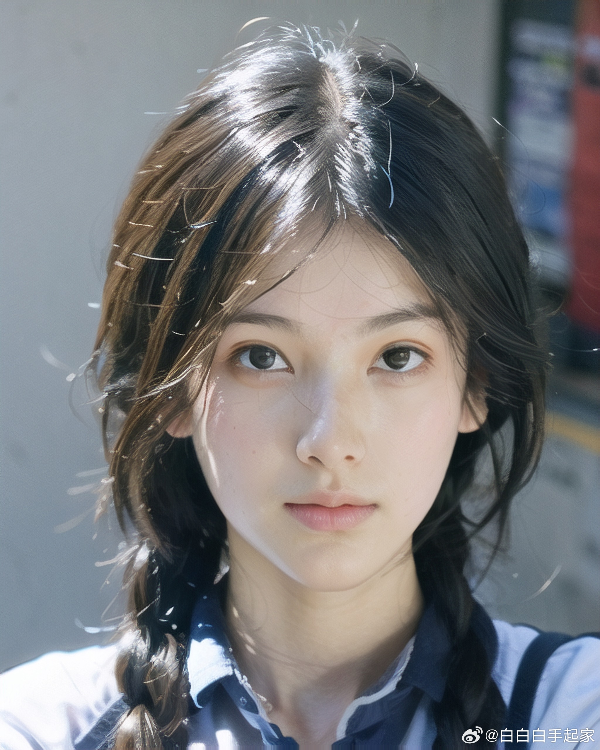 肖像美丽年轻的亚洲女人干净清新裸露的皮肤概念亚洲女孩美容面部护肤和健康养生面部护理完美肌肤自_美女自拍